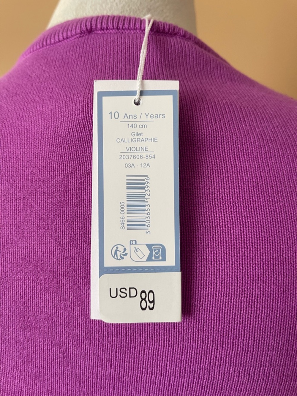 Jacadi Girls Classic Button-Front Crewneck Cardigan purple size 10 - Picture 5 of 7